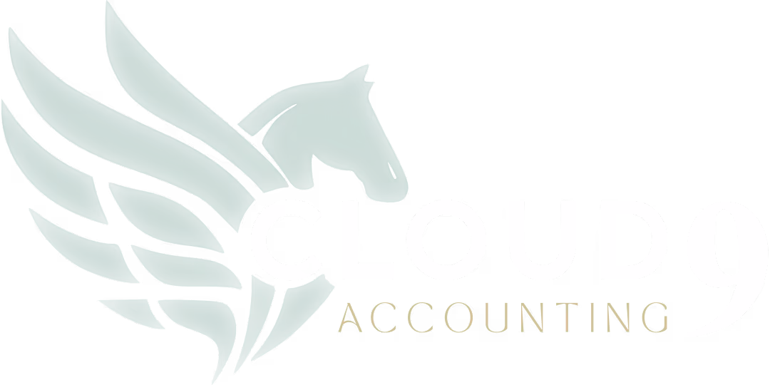 Logo with a stylized winged horse head in light teal next to the text 'CLOUD 9 ACCOUNTING'.