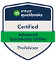 Intuit QuickBooks Certified Advanced QuickBooks Online ProAdvisor badge.